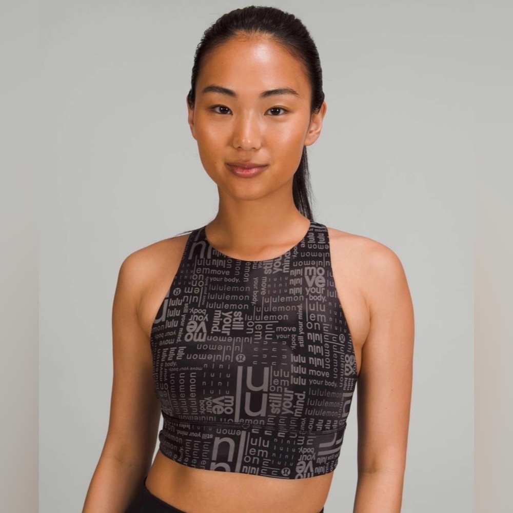 Lululemon Energy High-Neck Longline Bra Medium Support Ombre Black Multi size 8